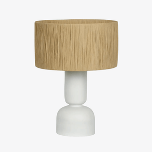 Table Lamps Clem Lamp Small White with Raffia shade