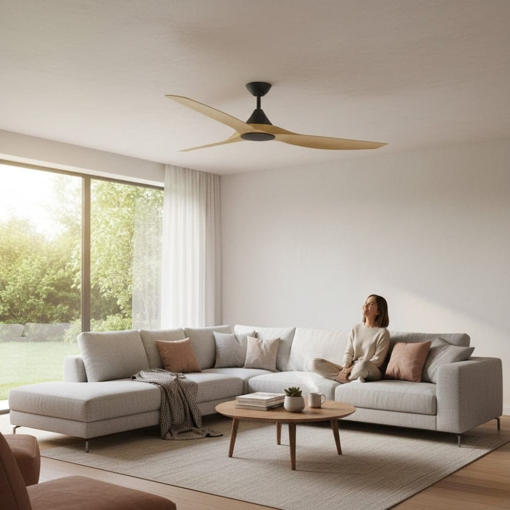 Without Light ClouldFan Smart DC Ceiling Fan Black with Bamboo Blades - No Light