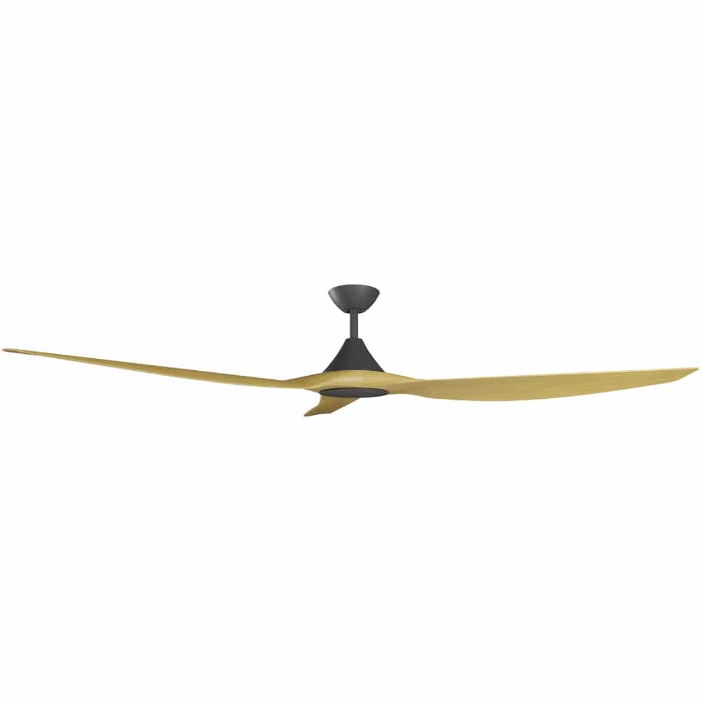 Without Light ClouldFan Smart DC Ceiling Fan Black with Bamboo Blades - No Light
