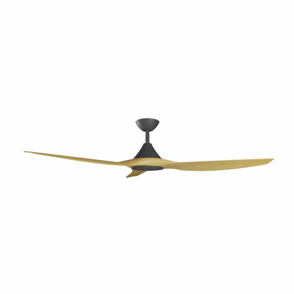 Without Light ClouldFan Smart DC Ceiling Fan Black with Bamboo Blades - No Light