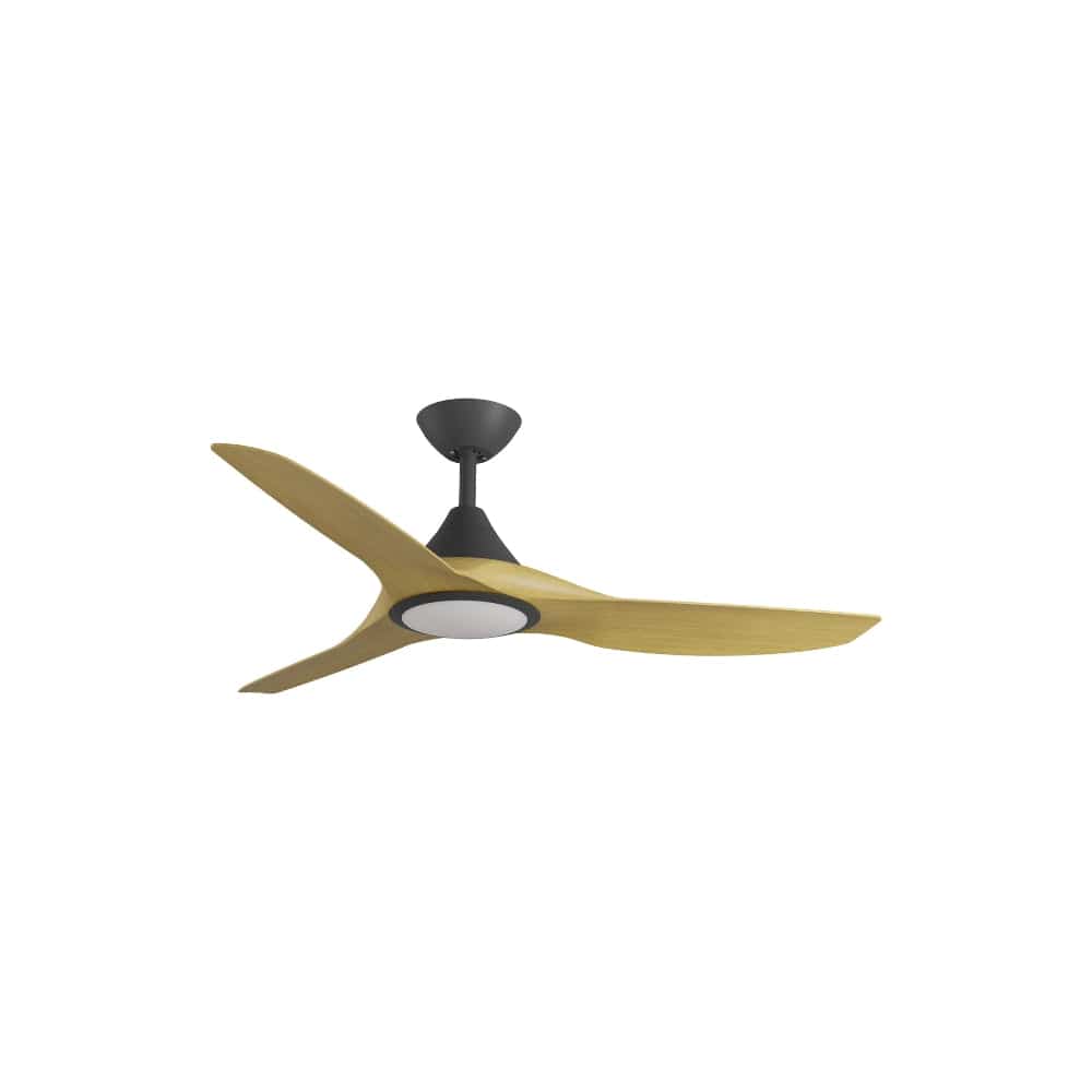 With Light ClouldFan Smart DC Ceiling Fan Black with Bamboo Blades - With Light