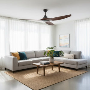 Without Light ClouldFan Smart DC Ceiling Fan Black with Koa Blades - No Light