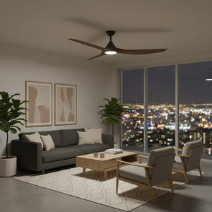 With Light ClouldFan Smart DC Ceiling Fan Black with Koa Blades - With Light