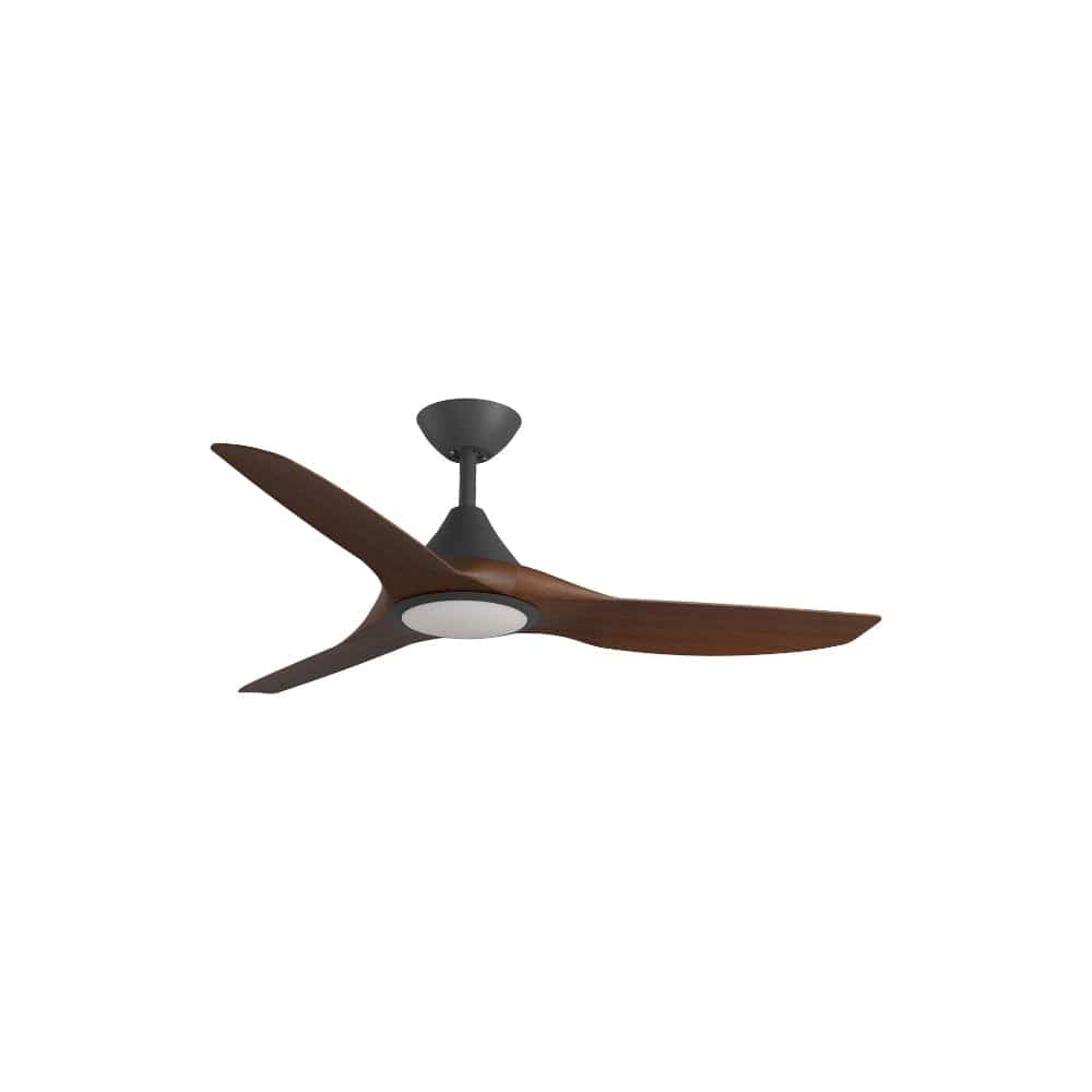 With Light ClouldFan Smart DC Ceiling Fan Black with Koa Blades - With Light