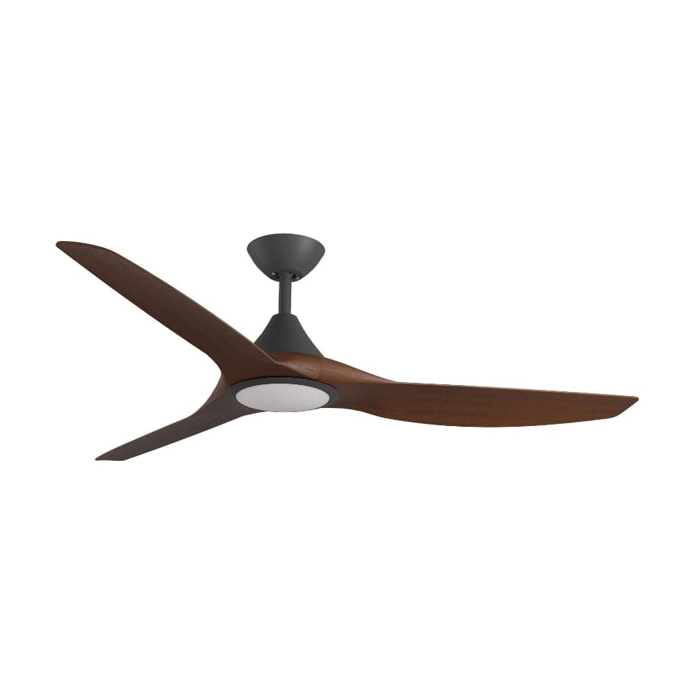 With Light ClouldFan Smart DC Ceiling Fan Black with Koa Blades - With Light