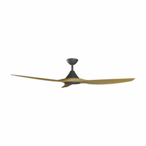 Without Light ClouldFan Smart DC Ceiling Fan Black with Teak Blades - No Light