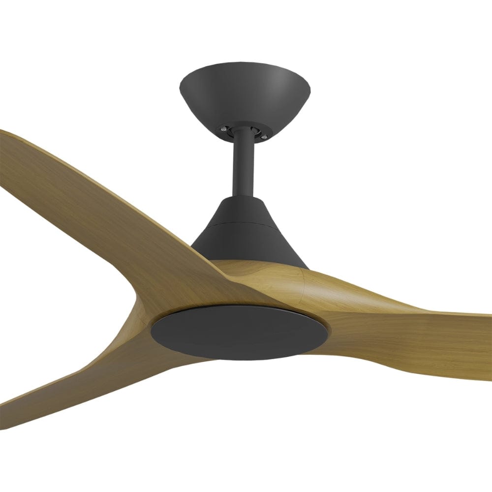 Without Light ClouldFan Smart DC Ceiling Fan Black with Teak Blades - No Light