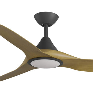 With Light ClouldFan Smart DC Ceiling Fan Black with Teak Blades - With Light