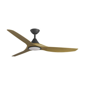 With Light ClouldFan Smart DC Ceiling Fan Black with Teak Blades - With Light
