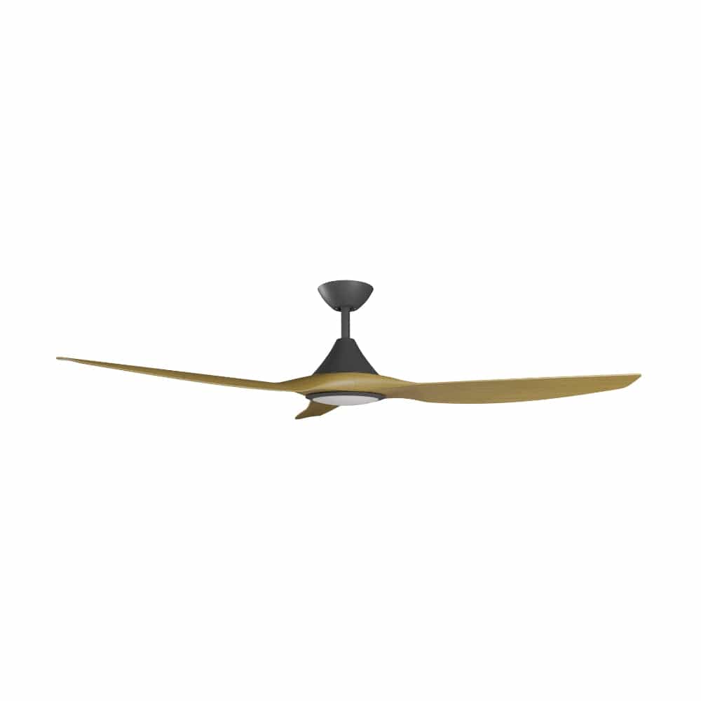 With Light ClouldFan Smart DC Ceiling Fan Black with Teak Blades - With Light