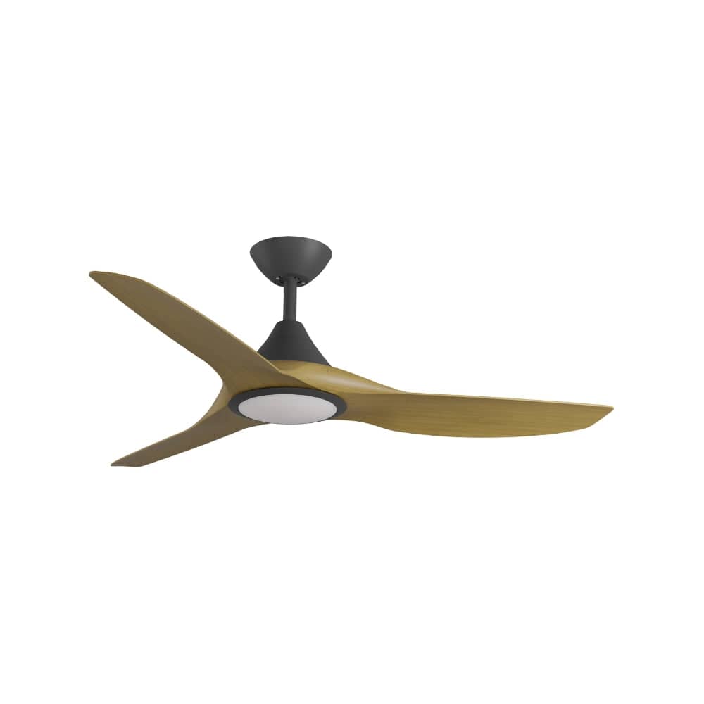 With Light ClouldFan Smart DC Ceiling Fan Black with Teak Blades - With Light