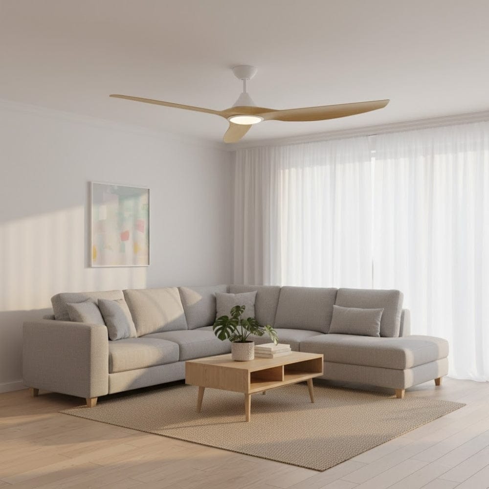 With Light ClouldFan Smart DC Ceiling Fan White with Bamboo Blades - With Light