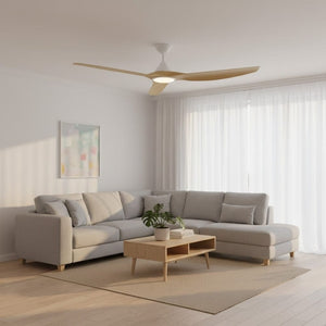 With Light ClouldFan Smart DC Ceiling Fan White with Bamboo Blades - With Light