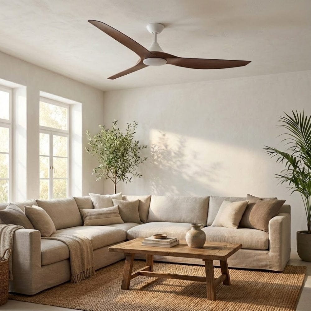 Without Light ClouldFan Smart DC Ceiling Fan White with Koa Blades - No Light