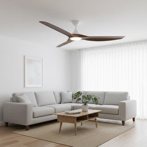 With Light ClouldFan Smart DC Ceiling Fan White with Koa Blades - With Light