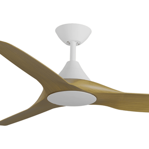 Without Light ClouldFan Smart DC Ceiling Fan White with Teak Blades - No Light