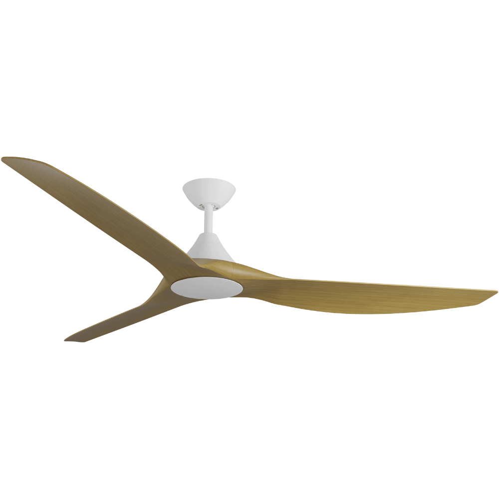 Without Light ClouldFan Smart DC Ceiling Fan White with Teak Blades - No Light