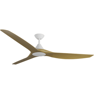 Without Light ClouldFan Smart DC Ceiling Fan White with Teak Blades - No Light