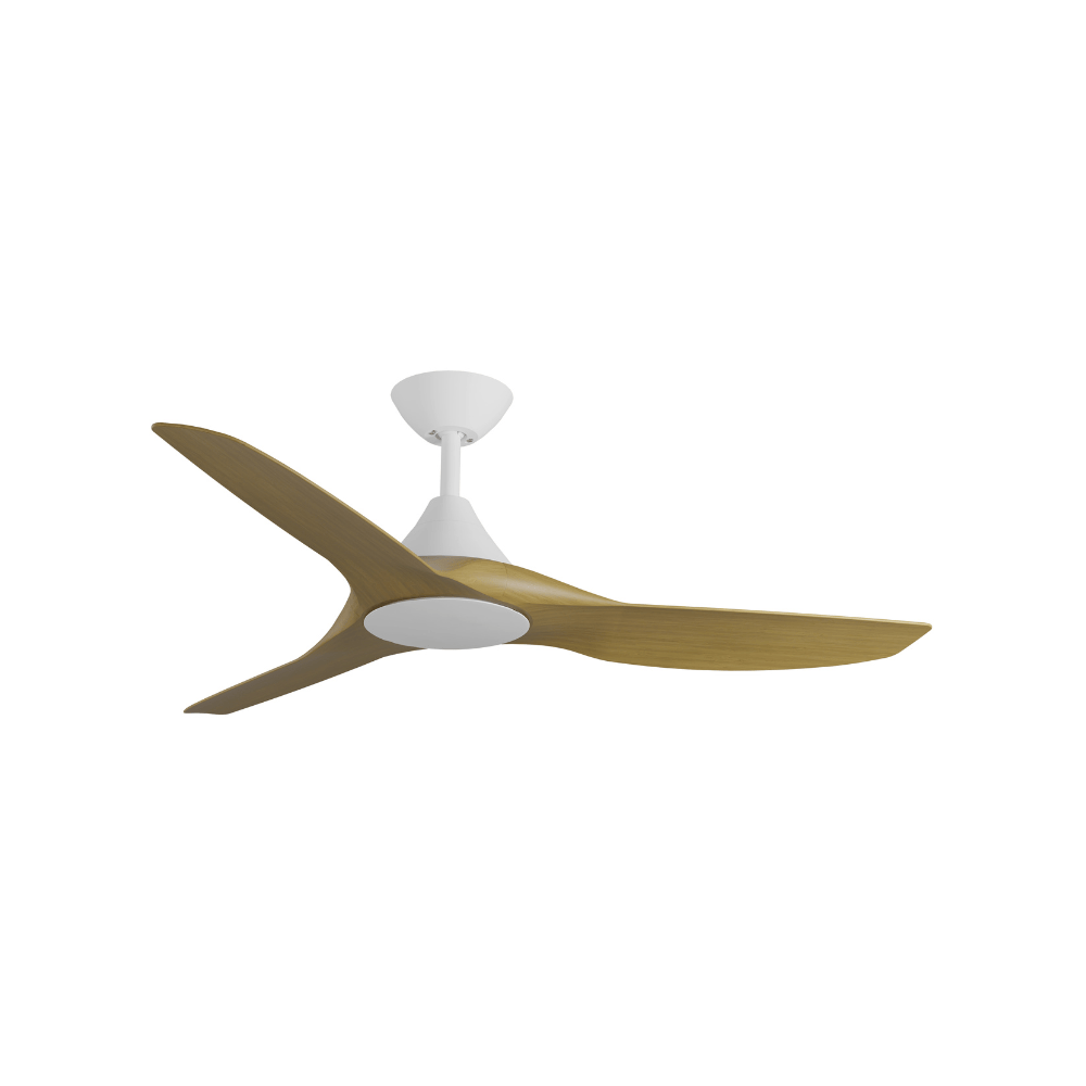 Without Light ClouldFan Smart DC Ceiling Fan White with Teak Blades - No Light