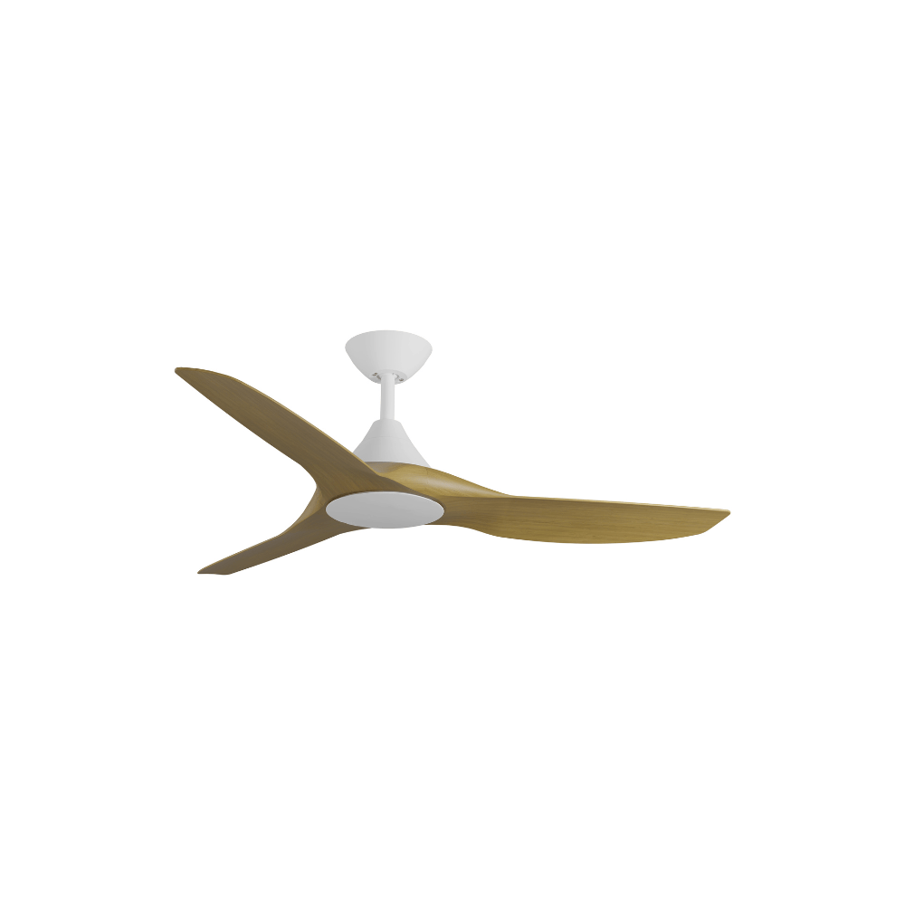 Without Light ClouldFan Smart DC Ceiling Fan White with Teak Blades - No Light