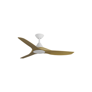 Without Light ClouldFan Smart DC Ceiling Fan White with Teak Blades - No Light