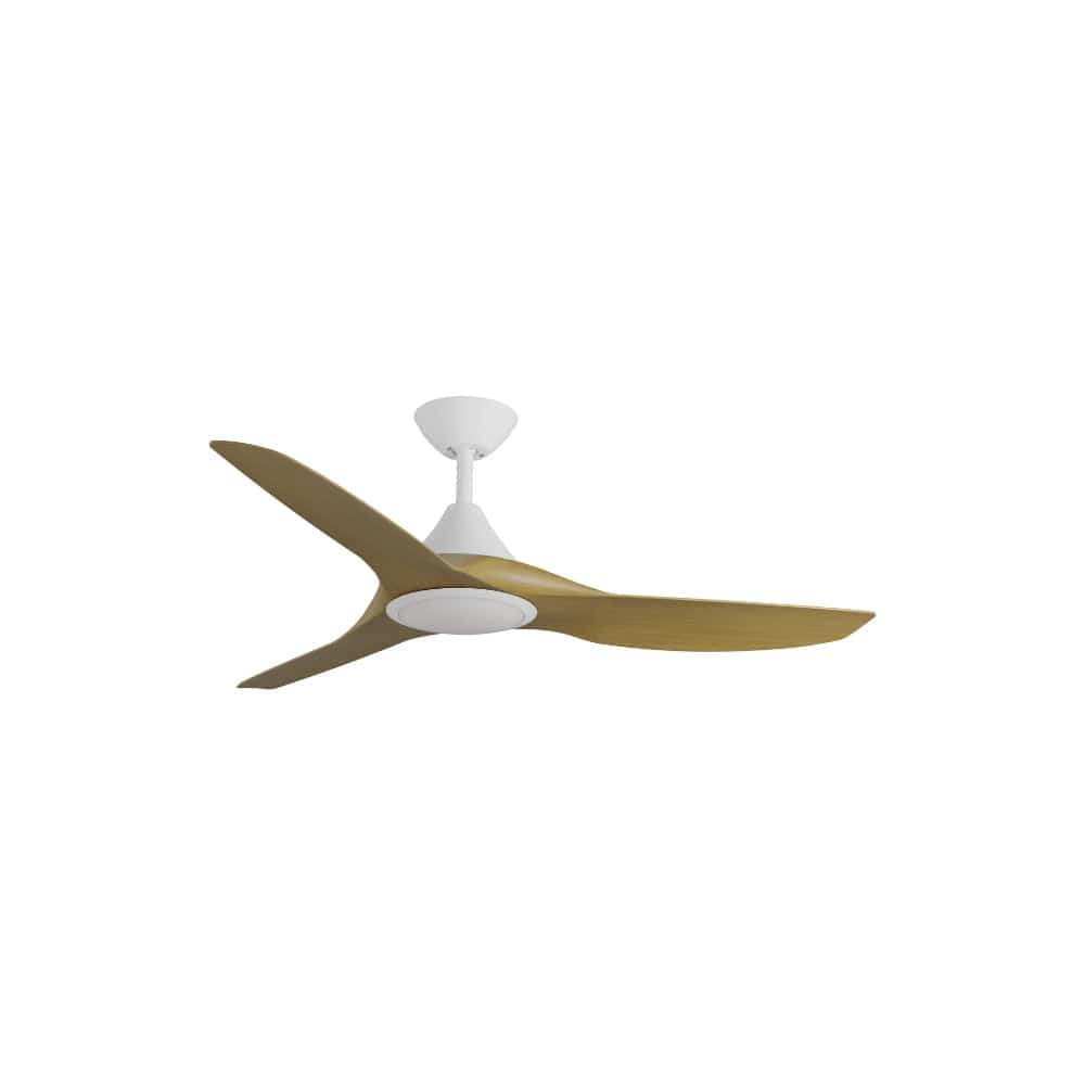 With Light ClouldFan Smart DC Ceiling Fan White with Teak Blades - With Light