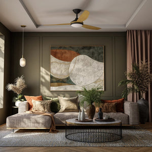 With Light Condor DC Ceiling Fan Black with Bamboo Blades - With Light