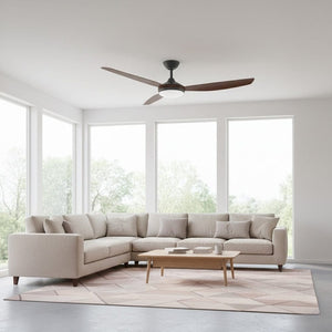 With Light Condor DC Ceiling Fan Black with Koa Blades - With Light