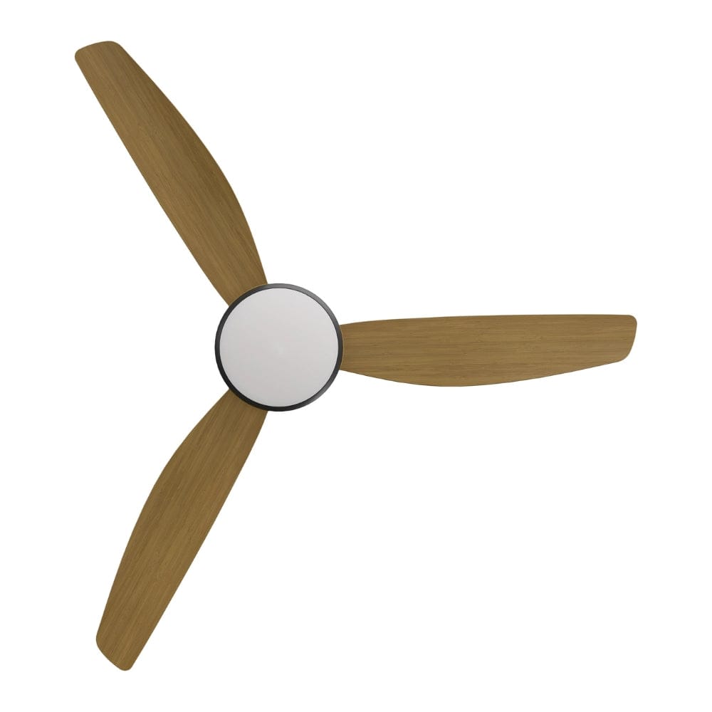 With Light Condor DC Ceiling Fan Black with Teak Blades - With Light