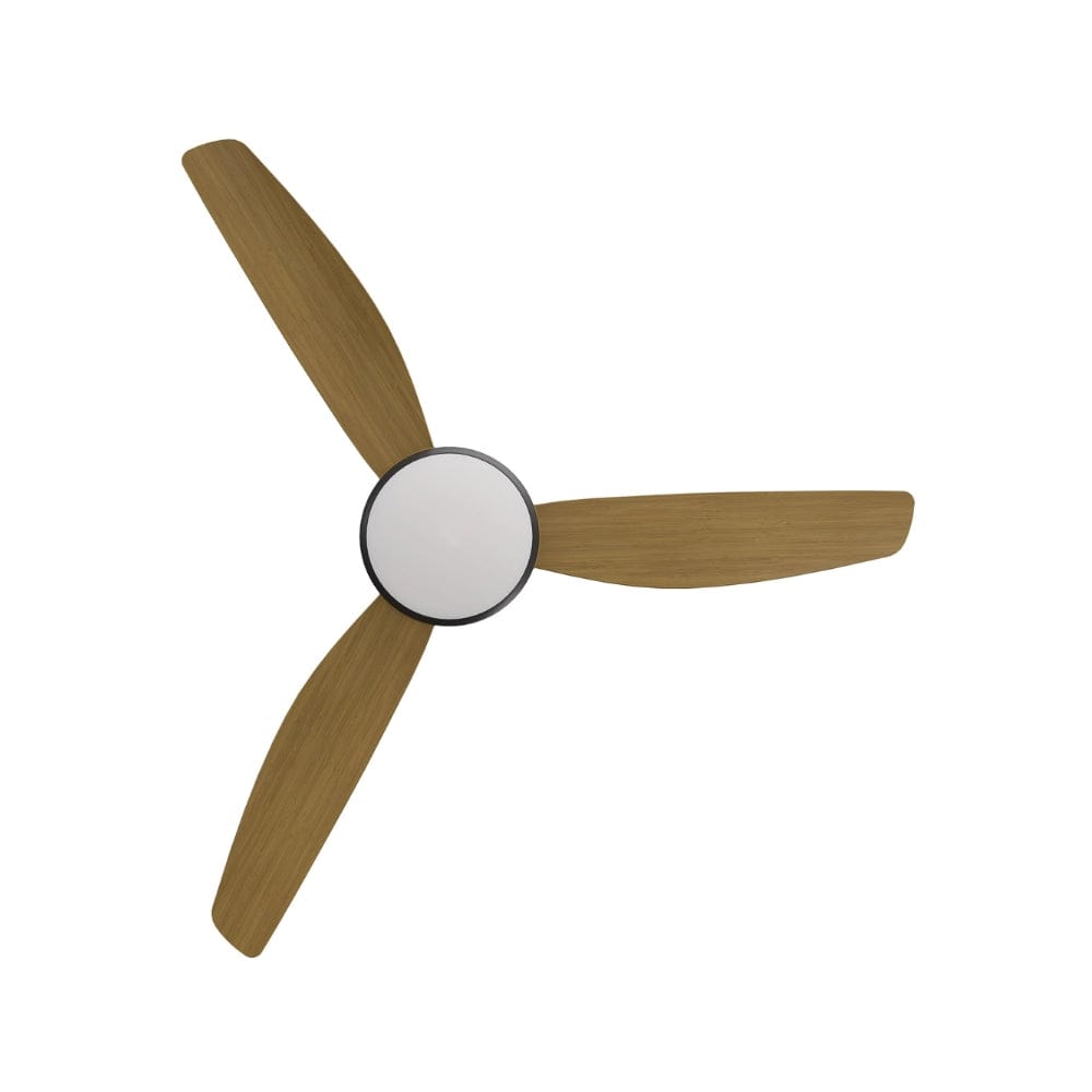 With Light Condor DC Ceiling Fan Black with Teak Blades - With Light