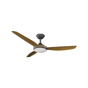 With Light Condor DC Ceiling Fan Black with Teak Blades - With Light