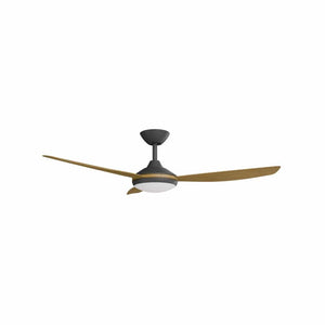 With Light Condor DC Ceiling Fan Black with Teak Blades - With Light