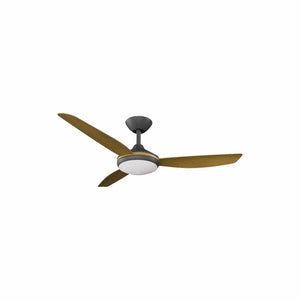 With Light Condor DC Ceiling Fan Black with Teak Blades - With Light