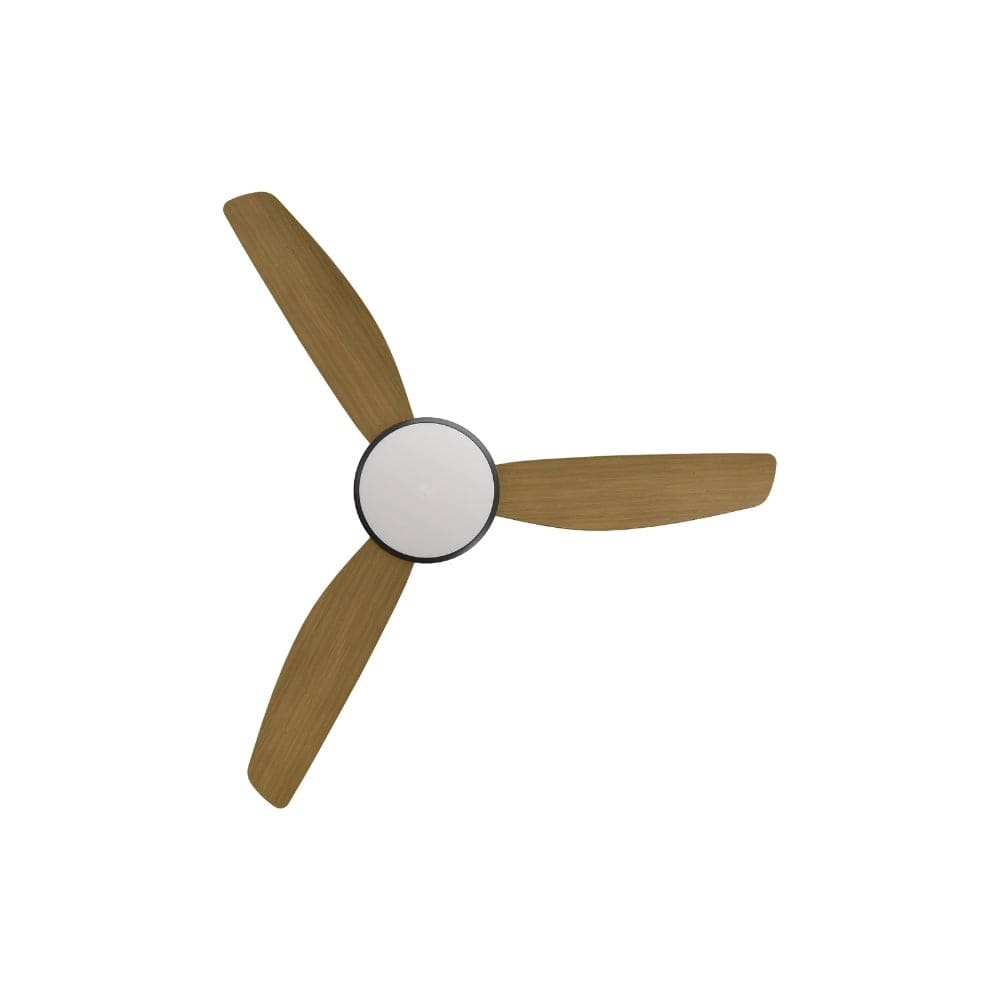 With Light Condor DC Ceiling Fan Black with Teak Blades - With Light
