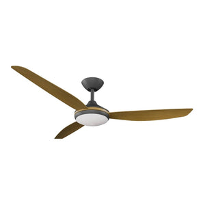 With Light Condor DC Ceiling Fan Black with Teak Blades - With Light