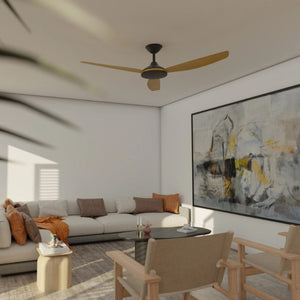 Without Light Condor DC Ceiling Fan Blalck with Bamboo Blades - No Light