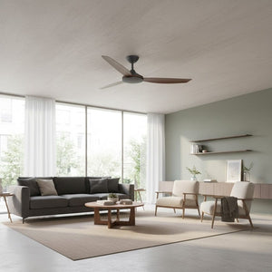 Without Light Condor DC Ceiling Fan Blalck with Koa Blades - No Light