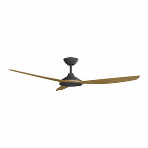 Without Light Condor DC Ceiling Fan Blalck with Teak Blades - No Light