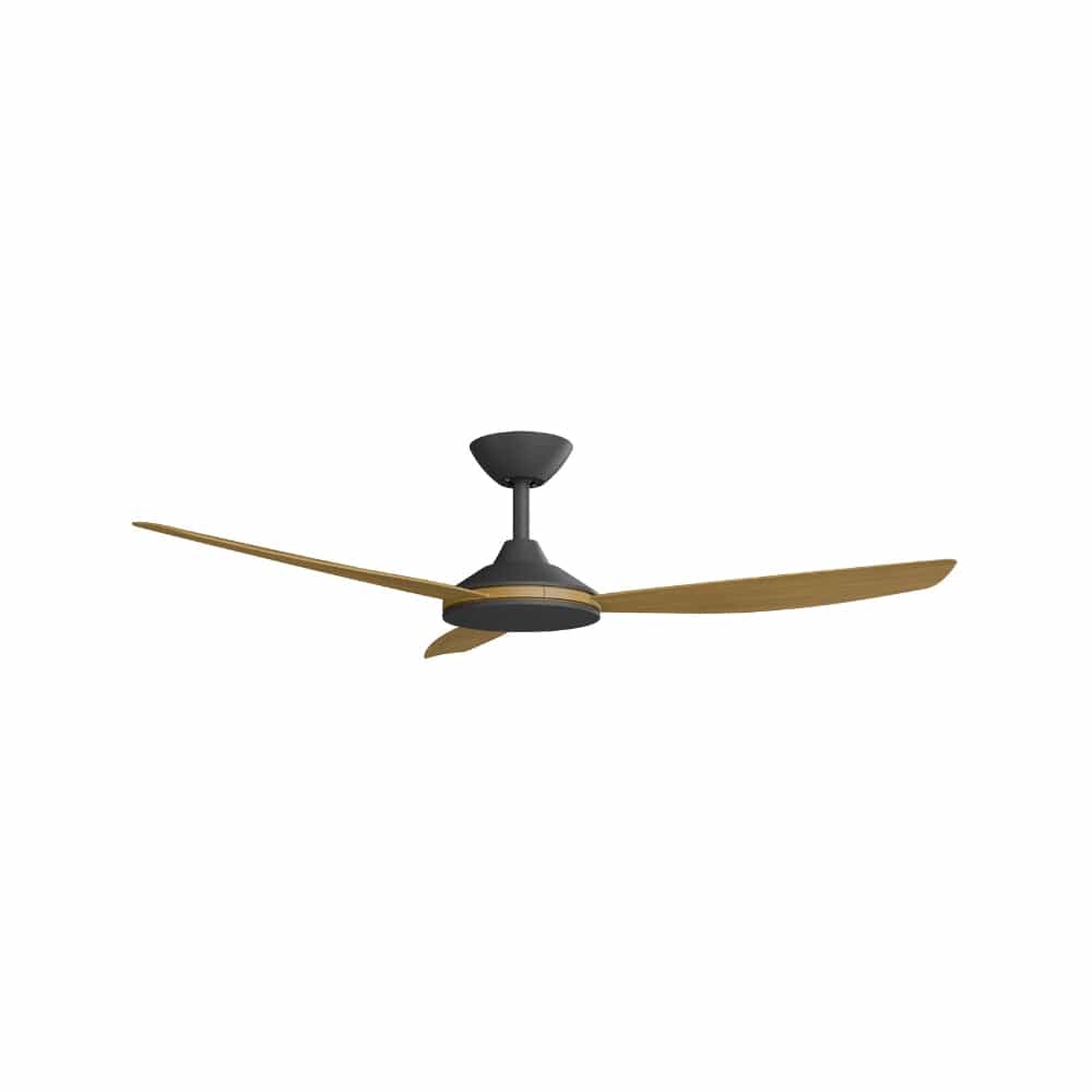 Without Light Condor DC Ceiling Fan Blalck with Teak Blades - No Light
