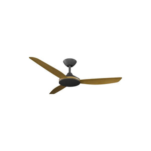 Without Light Condor DC Ceiling Fan Blalck with Teak Blades - No Light