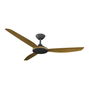 Without Light Condor DC Ceiling Fan Blalck with Teak Blades - No Light