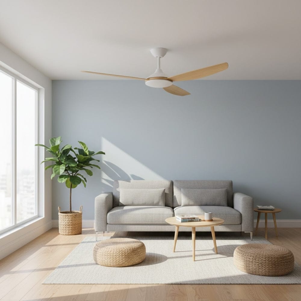 Without Light Condor DC Ceiling Fan White with Bamboo Blades - No Light