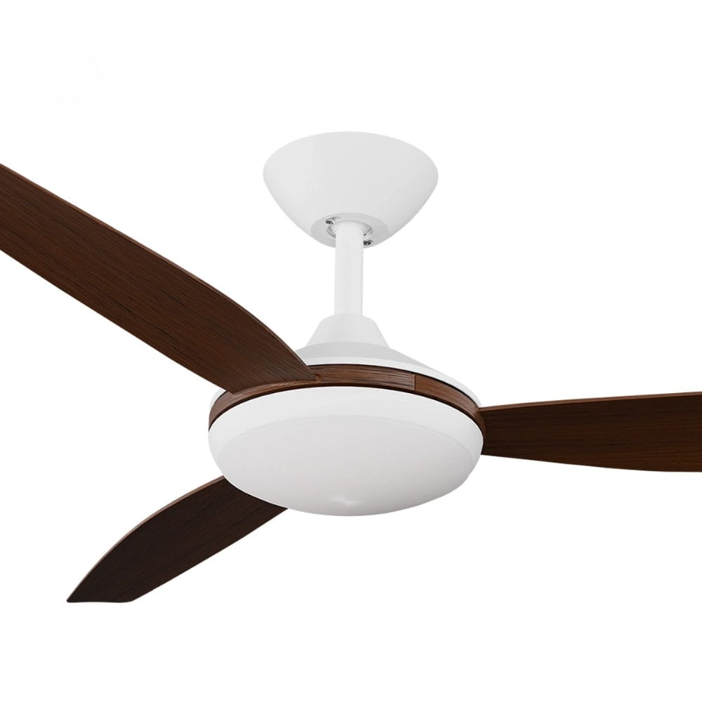 With Light Condor DC Ceiling Fan White with Koa Blades - With Light
