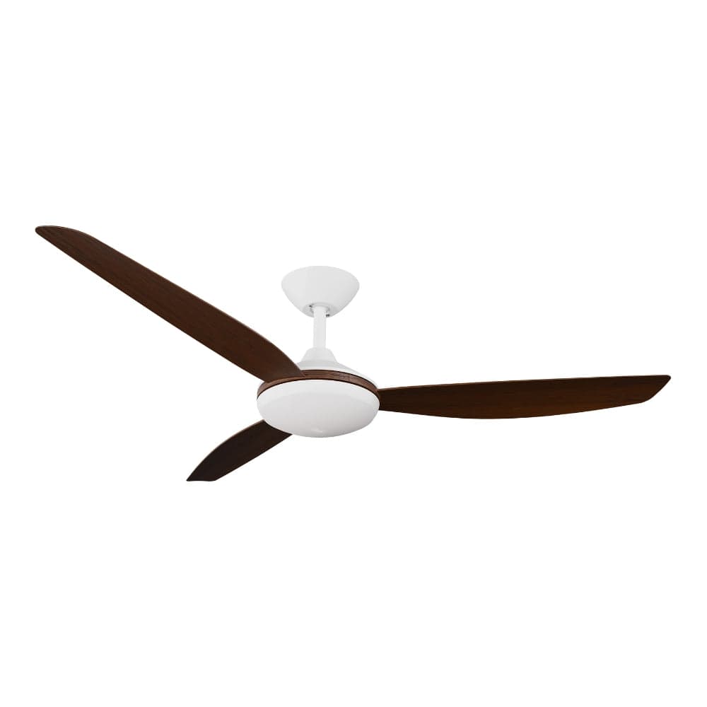 With Light Condor DC Ceiling Fan White with Koa Blades - With Light
