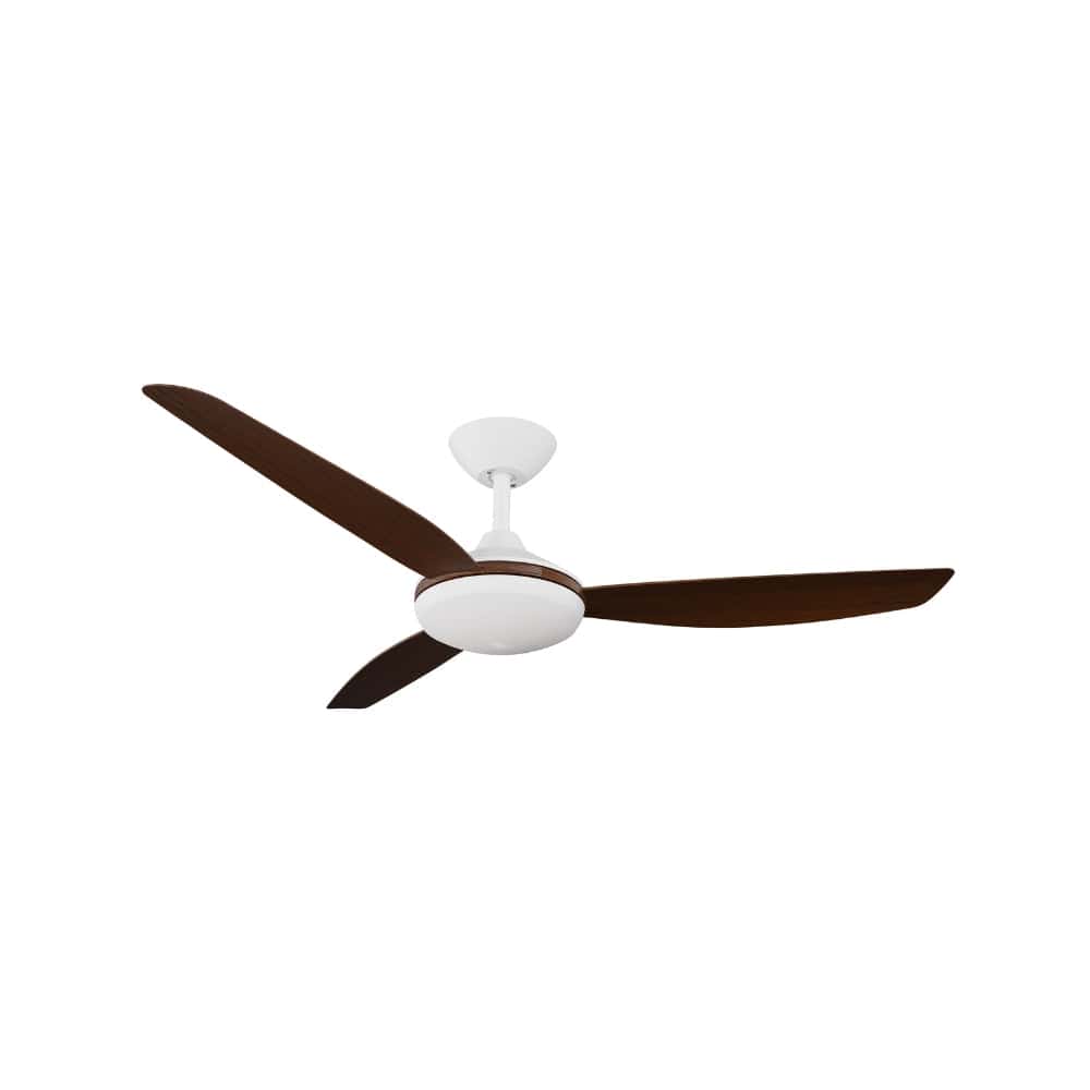 With Light Condor DC Ceiling Fan White with Koa Blades - With Light