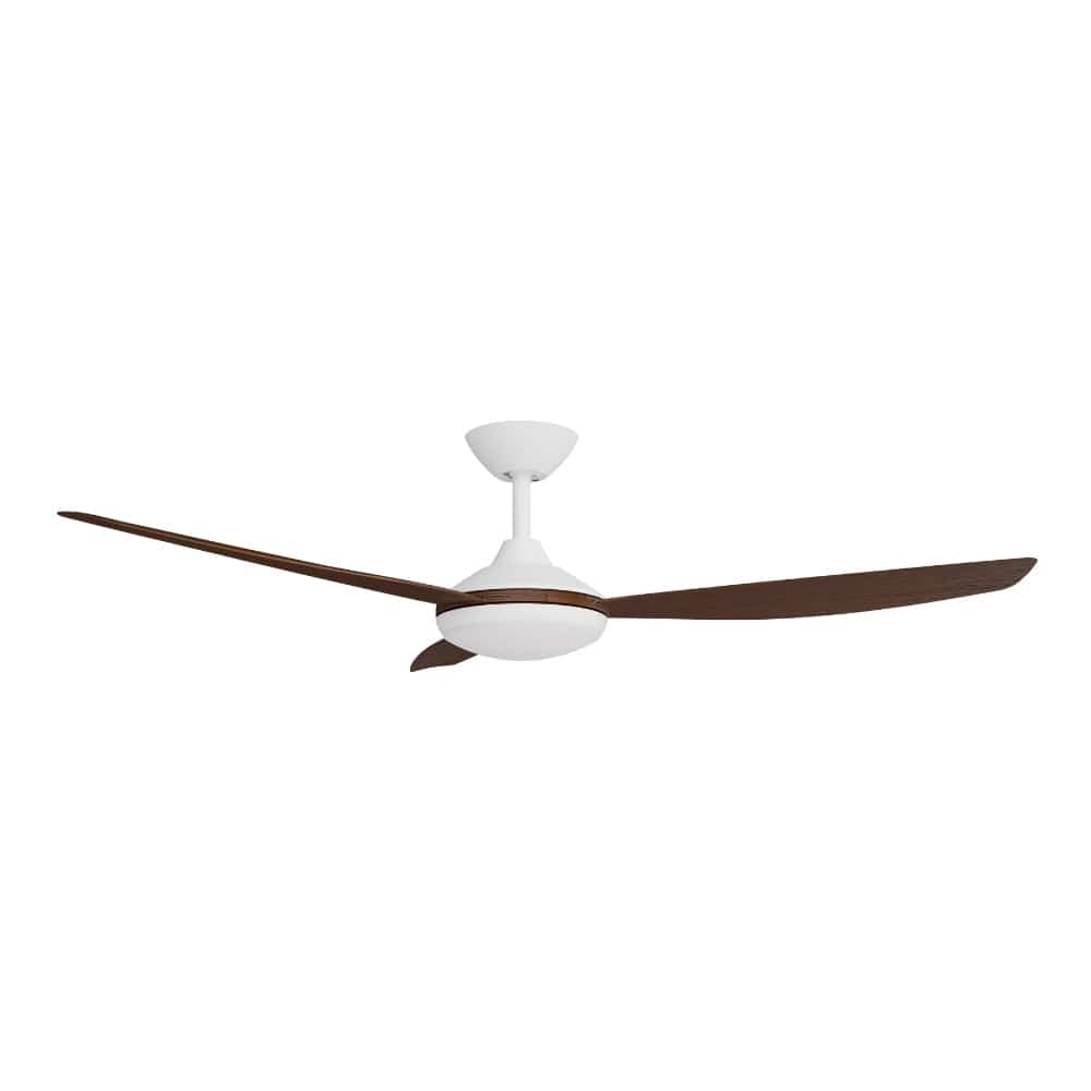 With Light Condor DC Ceiling Fan White with Koa Blades - With Light