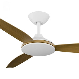 Without Light Condor DC Ceiling Fan White with Teak Blades - No Light