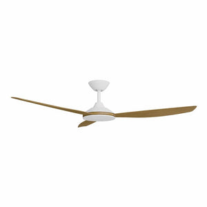 Without Light Condor DC Ceiling Fan White with Teak Blades - No Light