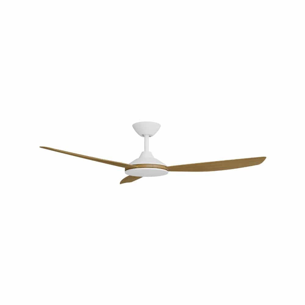 Without Light Condor DC Ceiling Fan White with Teak Blades - No Light