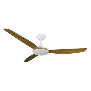 Without Light Condor DC Ceiling Fan White with Teak Blades - No Light